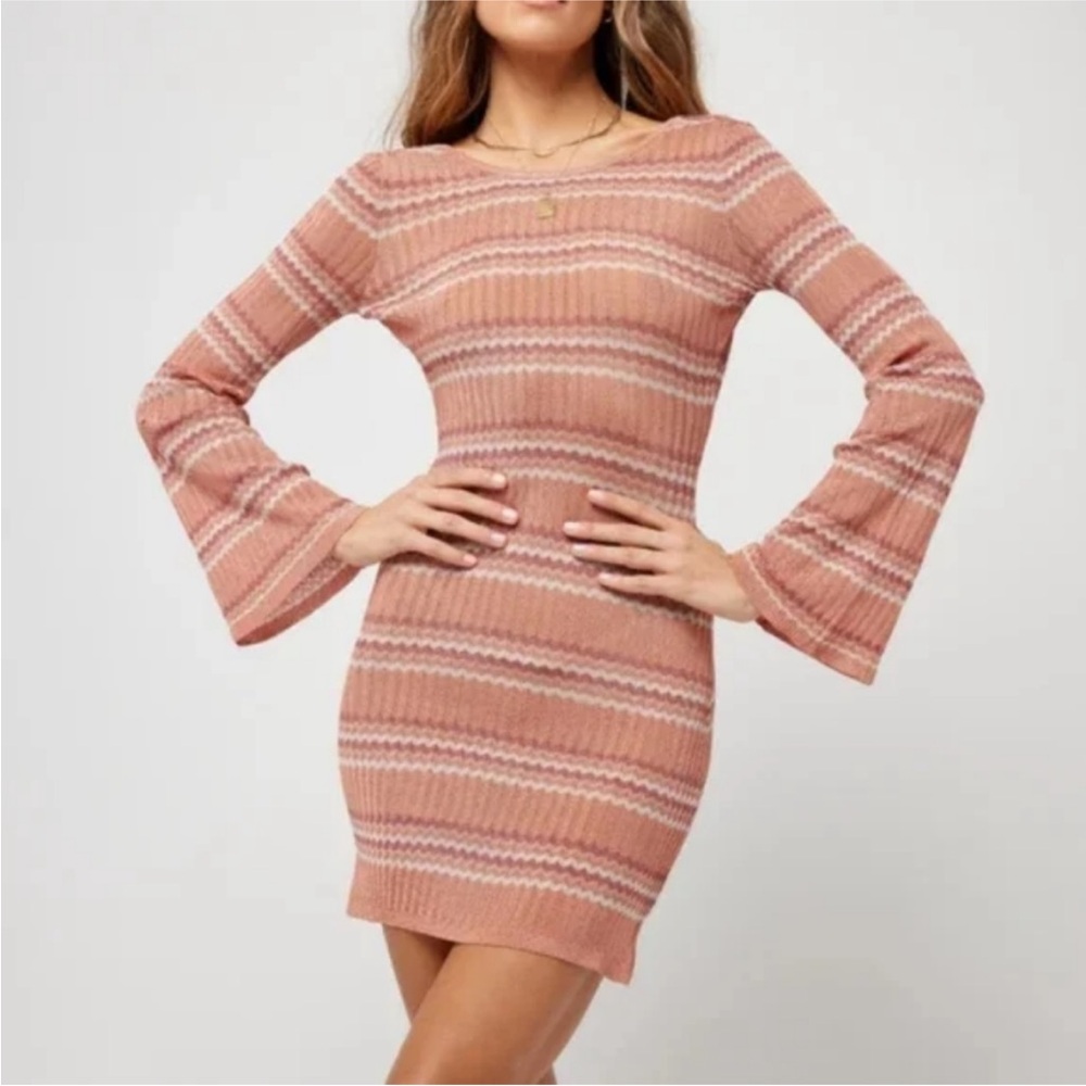 NWOT L*Space Waloma Tunic Dress Striped Knit Beach Coverup